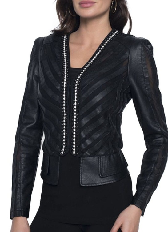 Frank Lyman czarna ramoneska zdobiona koralikami 203828U C-2