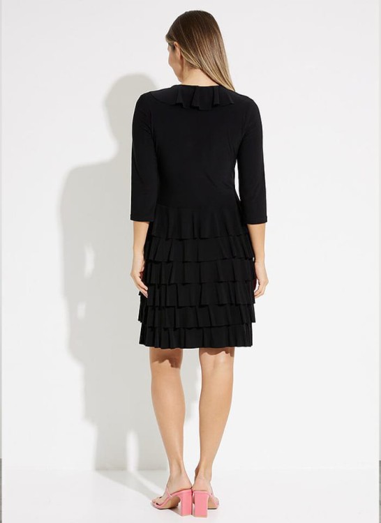 Joseph Ribkoff, Sukienka w falbanki z kopertowym dekoltem czarny,granat