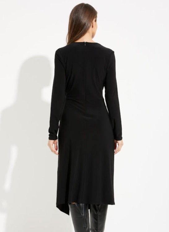 Joseph Ribkoff. Czarna Sukienka midi z długim rękawem.