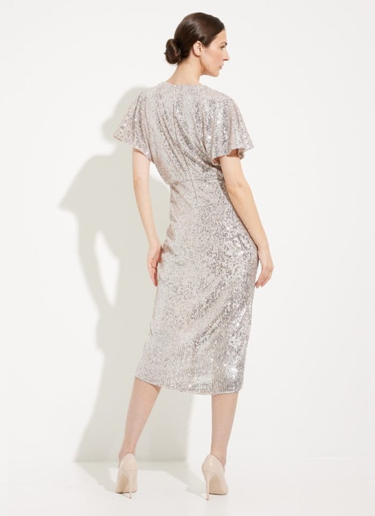 Joseph Ribkoff. Srebrna sukienka w cekiny 2 kolory