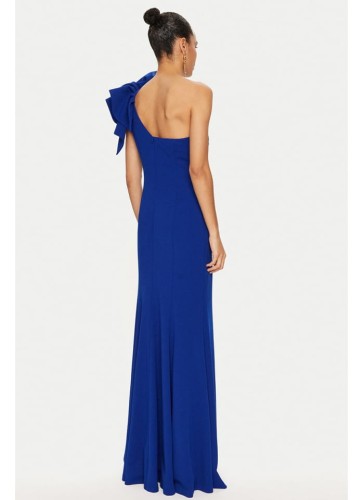 Joseph Ribkoff, Efektowna suknia z falbaną na ramieniu.