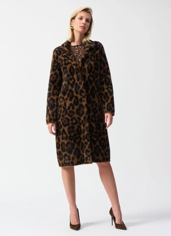Joseph Ribkoff futerkowy płaszcz w panterkę 244956-2